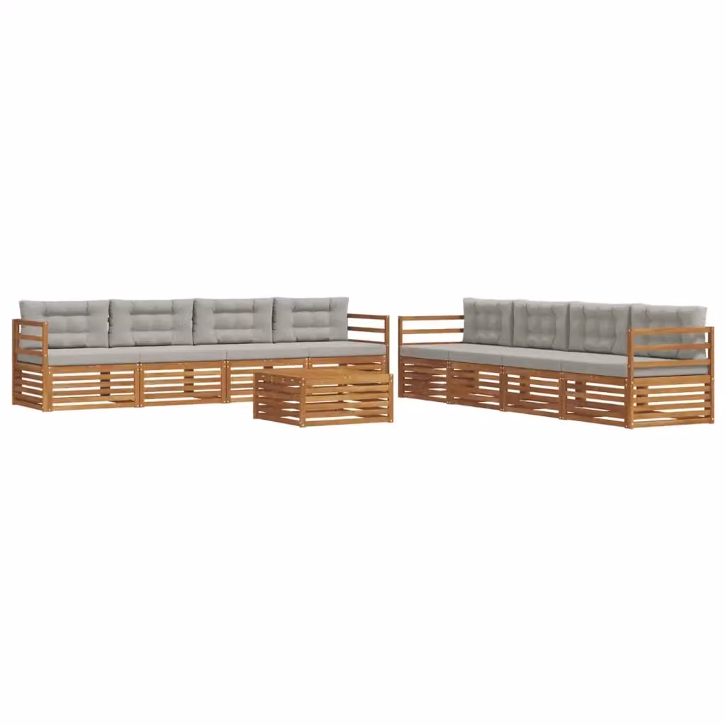 Set di divani da esterno vidaXL a forma di U in legno di acacia con cuscini beige e grigio – 2