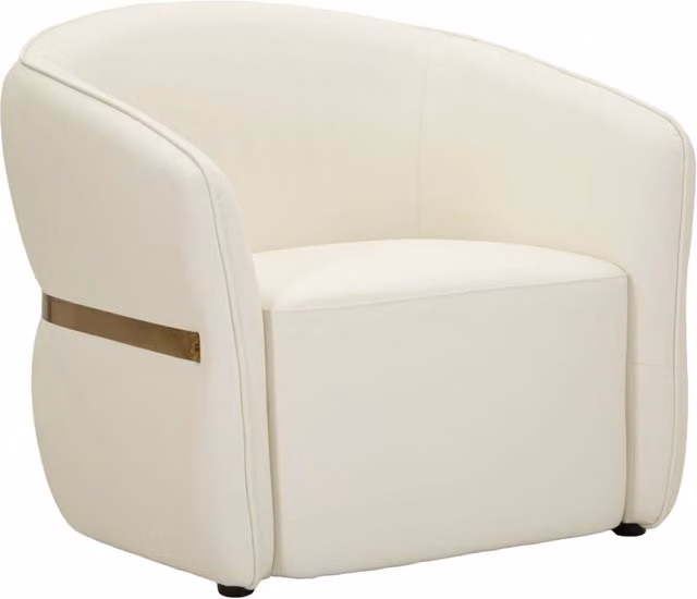 Poltrona Minsk KENDRA HOME in ecopelle bianca con dettagli oro e design moderno per il tuo soggiorno