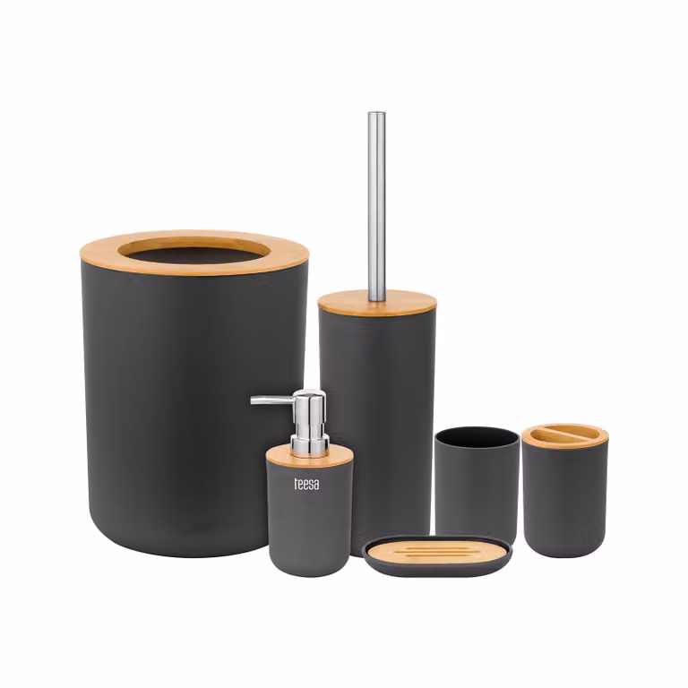 Teesa TSA0400-B Set di accessori da bagno 6 pezzi, nero