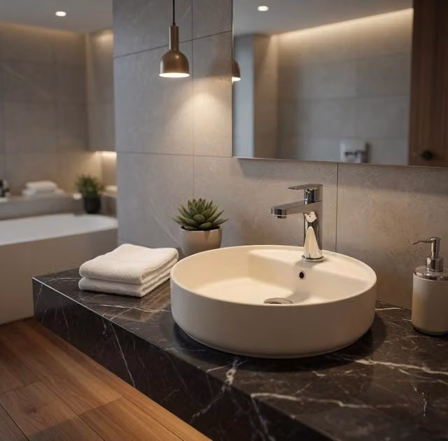 Lavabo tondo da appoggio senza troppo pieno in ceramica con foro rubinetto - Avorio Opaco