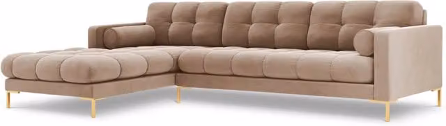 Divano angolare sinistro Bali di Cosmopolitan Design in velluto beige per 5 persone – 1