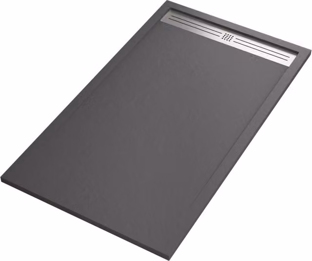 Piatto doccia in marmoresina grigio scuro effetto pietra cemento relax, misura 70x170