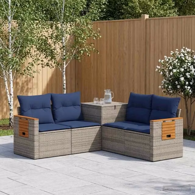 Set di divani 5 pz Grigio e Blu Navy 179 x 179 x 85 cm 3447951