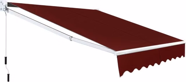 Tenda parasole in alluminio con manovella e poliestere impermeabile, Tenda da sole retrattile 245x200cm Rosso