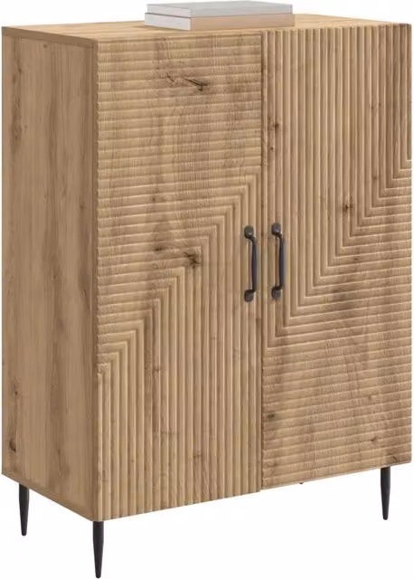 Credenza Buffet da pranzo in Rovere Artigianale con design moderno, colore marrone, L: 66 cm, P: 34,5 cm, H: 89,5 cm