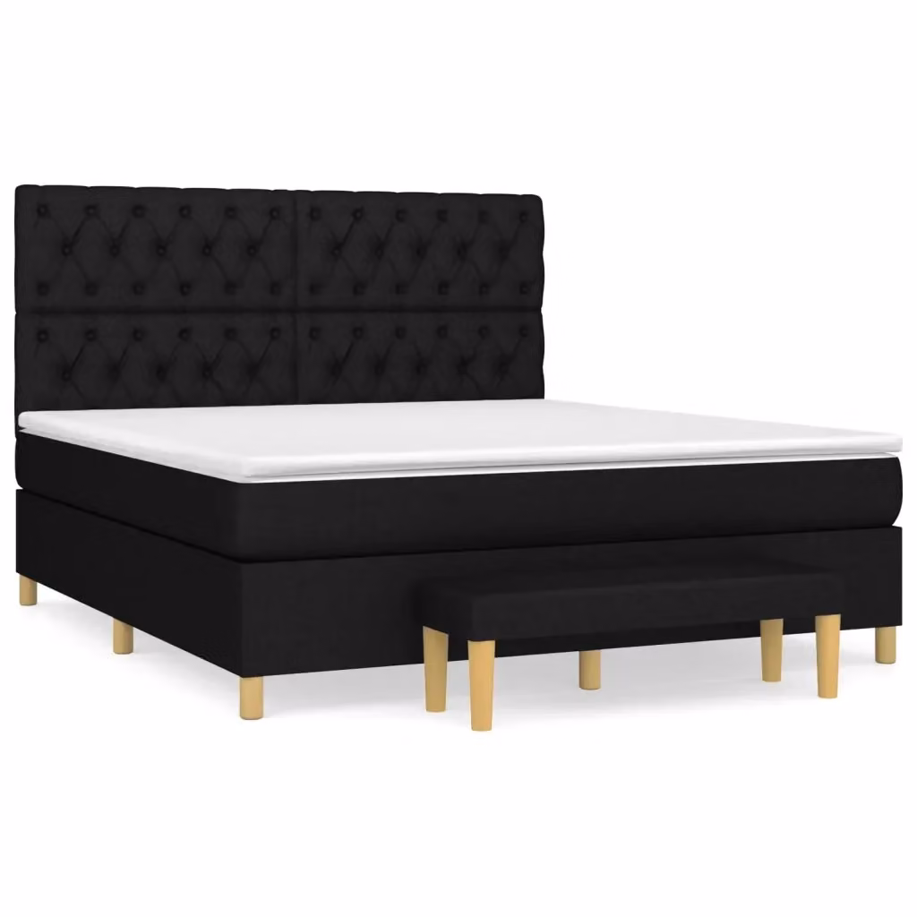 Letto Ibrido con Giroletto a Molle e Materasso vidaXL, Colore Nero e Bianco, L/P/H: 160 x 200 x 128 cm – 2