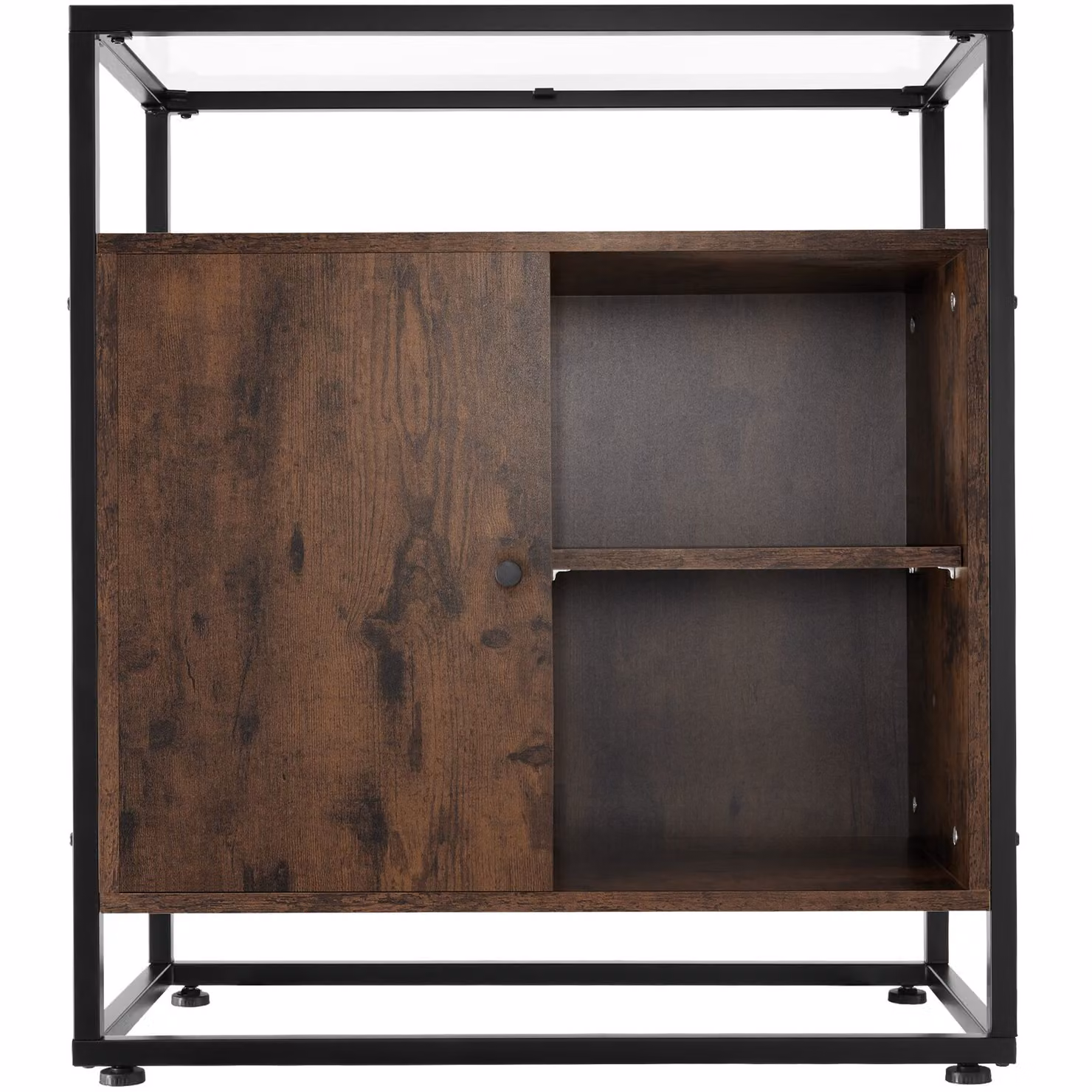 Cassettone Conventry TecTake in stile industriale color marrone con top in vetro e finitura opaca L: 70 cm, P: 38 cm, H: 80,5 cm – 4