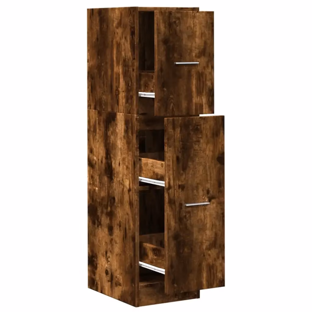 Mobiletto da farmacia multifunzionale HELLOSHOP26 in legno composito marrone con ante e ripiani interni, L/P/H: 30 x 41 x 118 cm – 2
