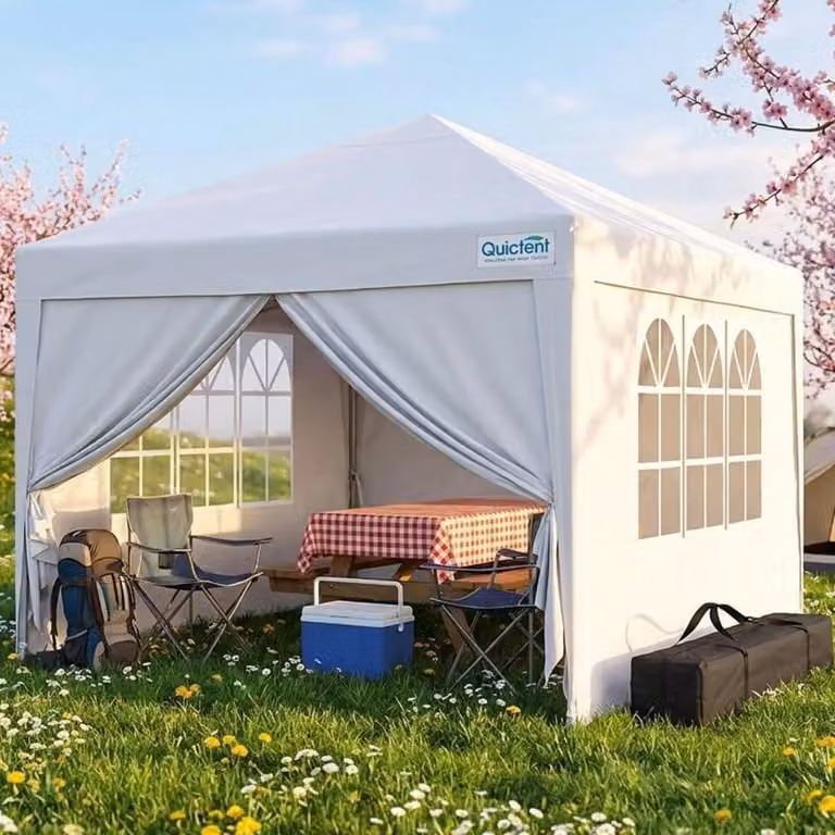Gazebo da esterno 3x3 metri, impermeabile, con pareti laterali, protezione UV 50+, struttura in acciaio, colore bianco