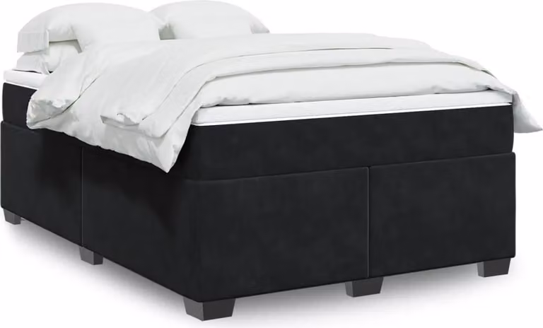 Maison Exclusive - Giroletto a Molle con Materasso Nero 160x200 cm in Velluto