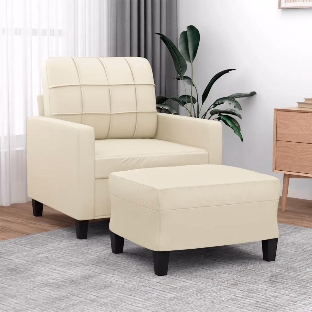 vidaXL Poltrona Relax con Poggiapiedi Beige in Similpelle e Imbottitura in Schiuma