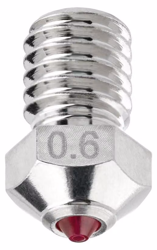 Ugello da 0,6 mm per hotend, temprato e resistente all'usura, in ottone nichelato