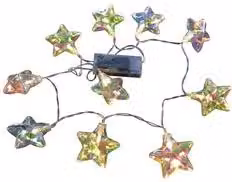 Pre Qu' Italia Filo Trasparente con 10 Luci LED a Forma di Stella, Luce Bianca Calda, IP20, Lunghezza: 1,4 + 0,4 mt