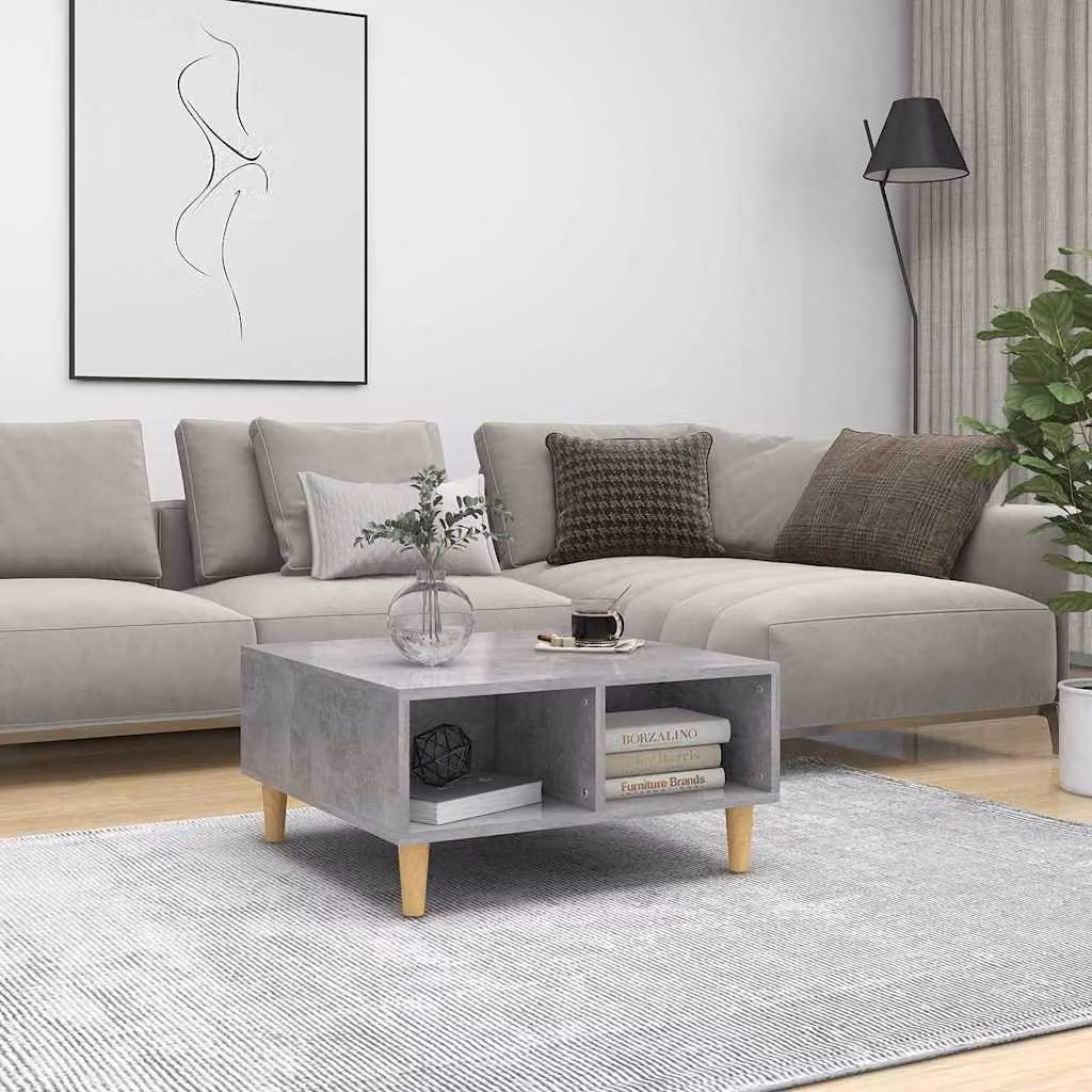 vidaXL Tavolino da Salotto Quadrato in Legno Grigio L: 60 cm, P: 60 cm, H: 30 cm
