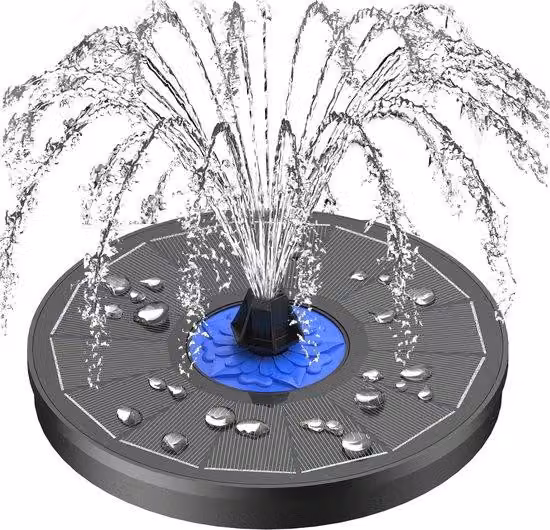 Famanu Fontana solare da 3,5W - Pompa galleggiante per giardino con 8 ugelli spray, ideale per vasche per uccelli e stagni