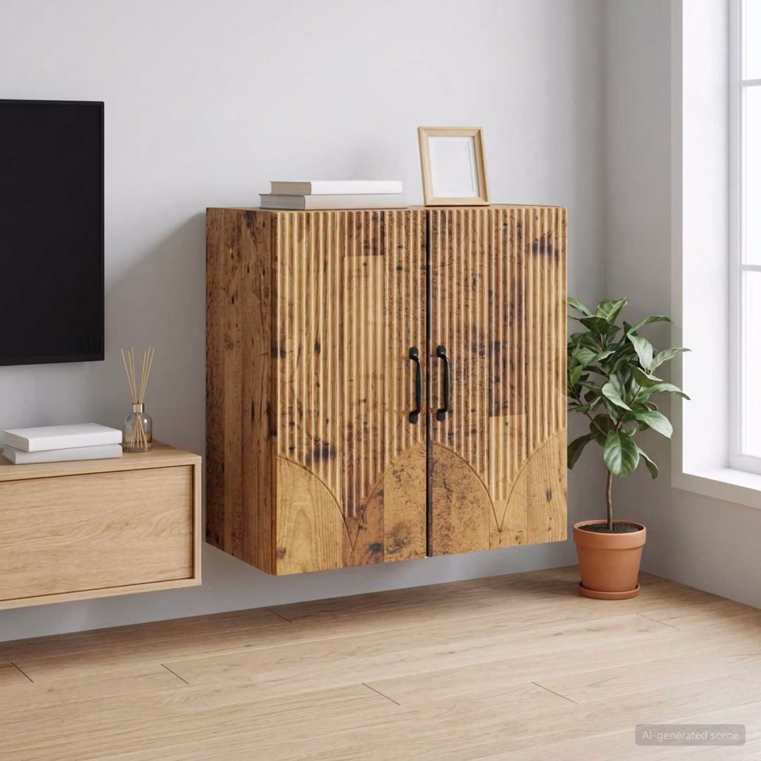 Mobiletto a muro vidaXL marrone con ante a battente e ripiani interni, L: 59 cm, P: 31 cm, H: 60 cm