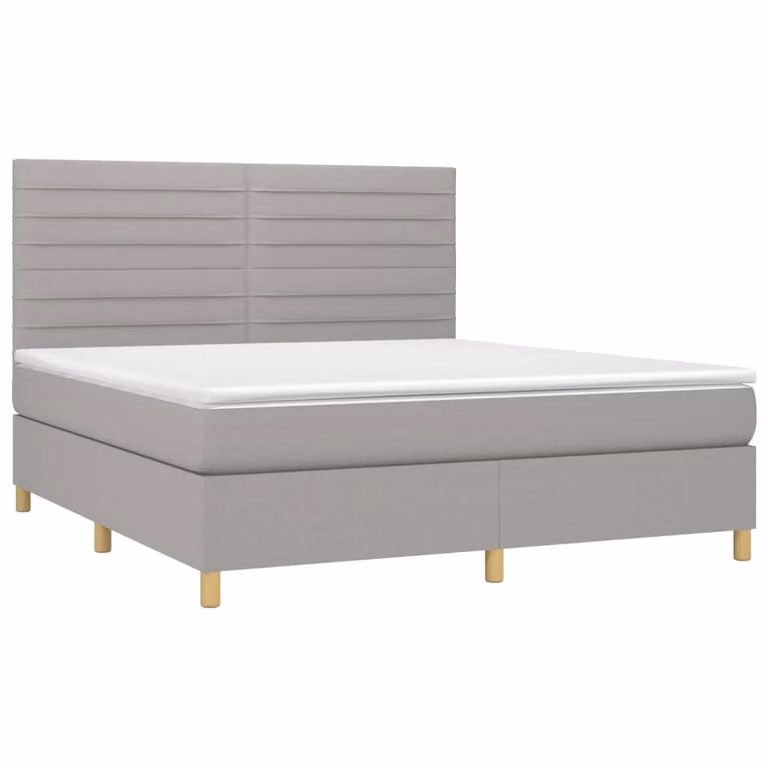 Giroletto a Molle con Materasso Grigio Chiaro160x200 cm Tessuto