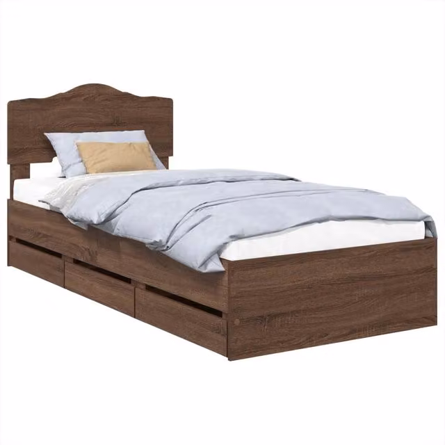 Letto singolo | Letto per adulti | Struttura del letto con cassetto Rovere Marrone 75 x 190 cm