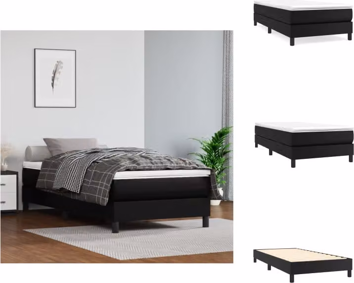 vidaXL Letto a molle insacchettate nero 90x190 cm in Pelle finta - Letti & strutture letto