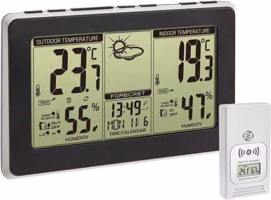 Stazione meteorologica wireless per interni ed esterni, termometro, barometro, igrometro