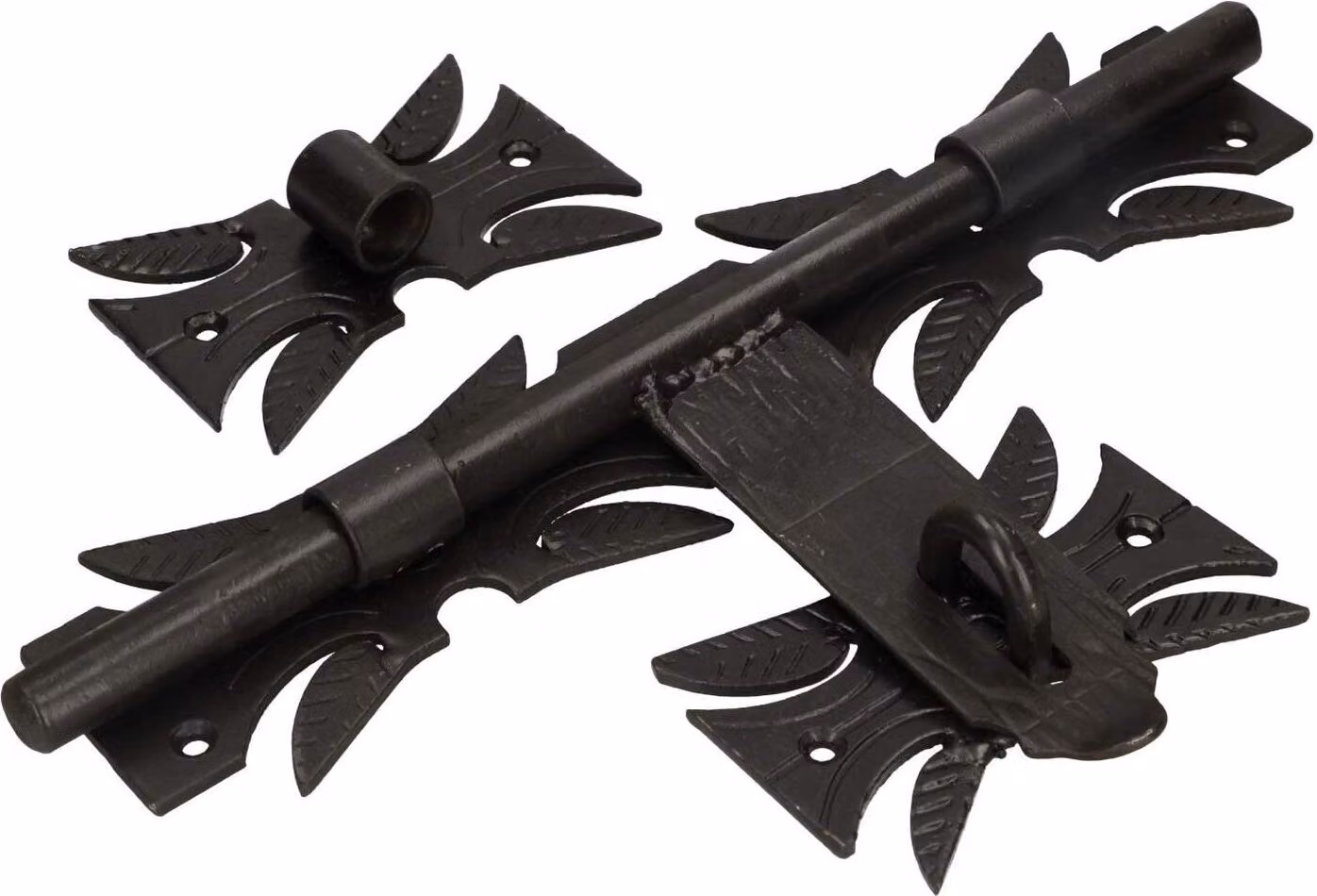 KOTARBAU® Catenaccio 320 mm destra/sinistra Catenaccio Scorrevole per cancello Verniciato a polvere nero Catenaccio in ferro battuto Catenaccio a molla Uni
