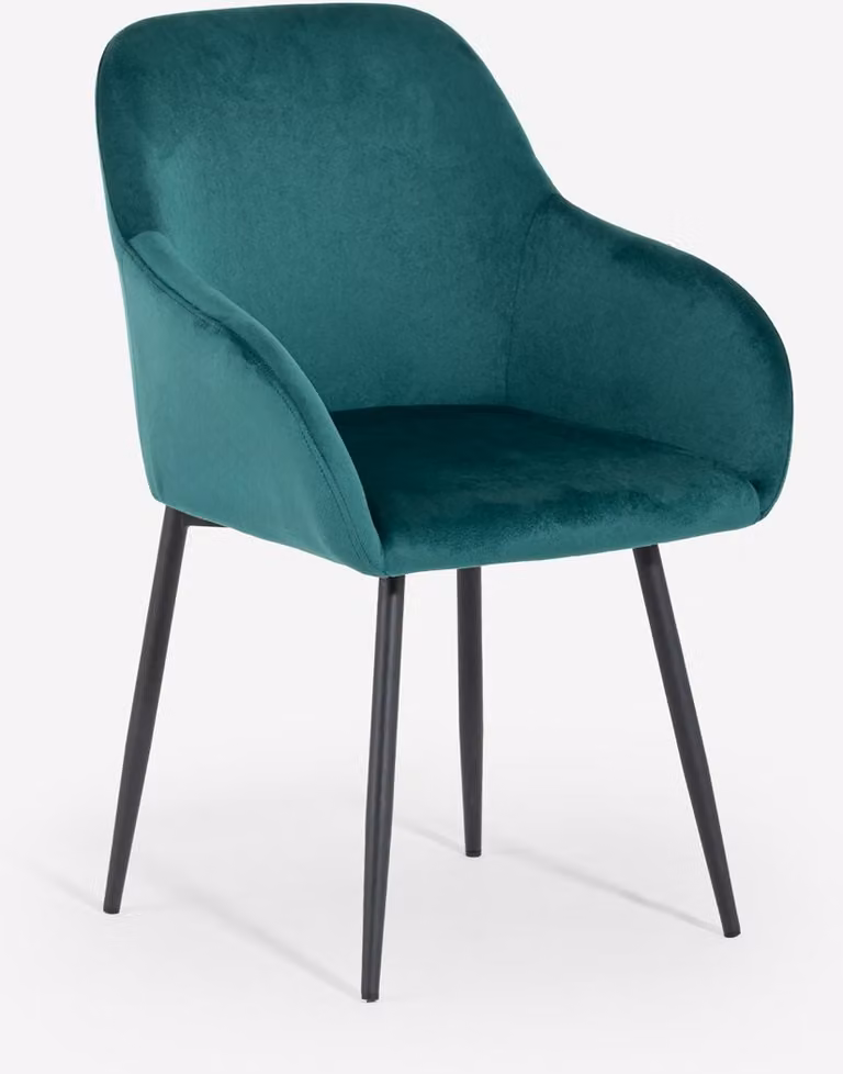 Sedia in velluto Karta con braccioli per la sala da pranzo - Verde scuro