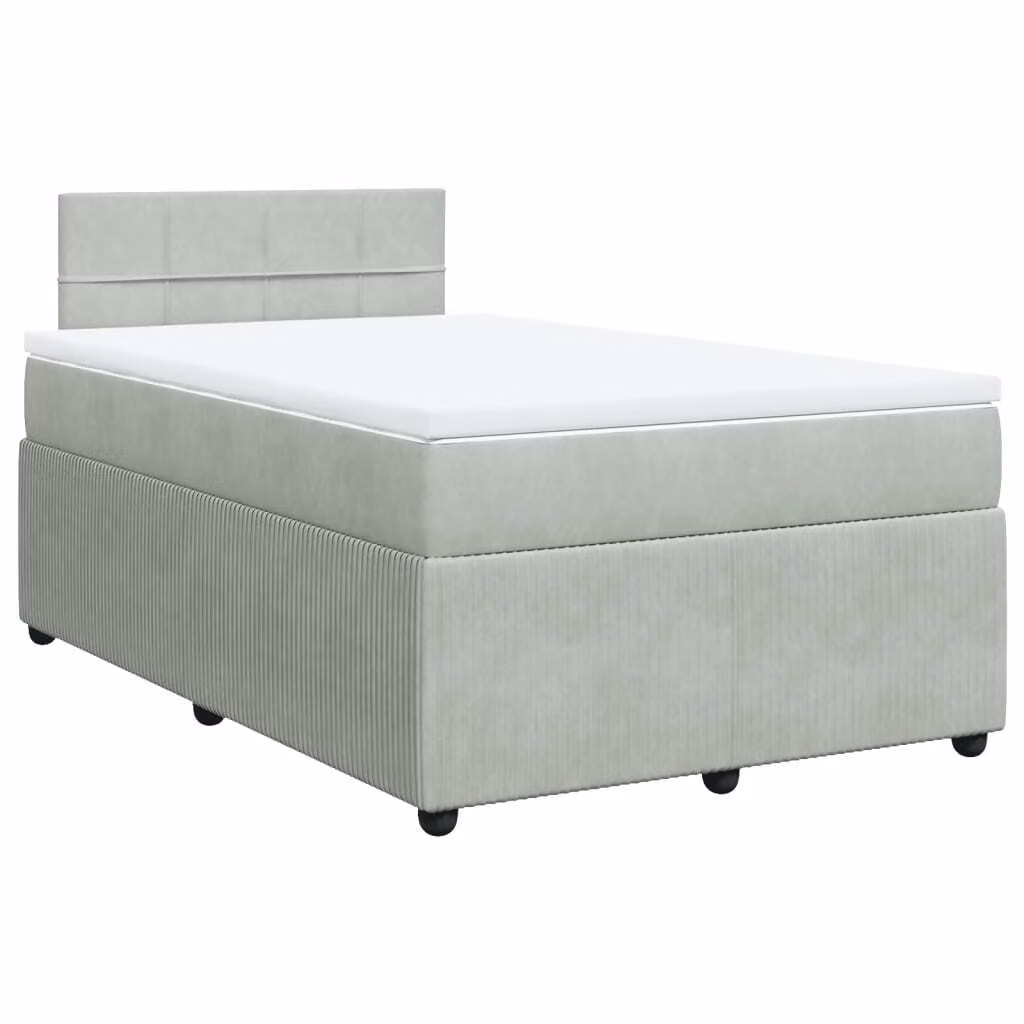 Giroletto a Molle con Materasso Grigio Chiaro 120x190cm Velluto
