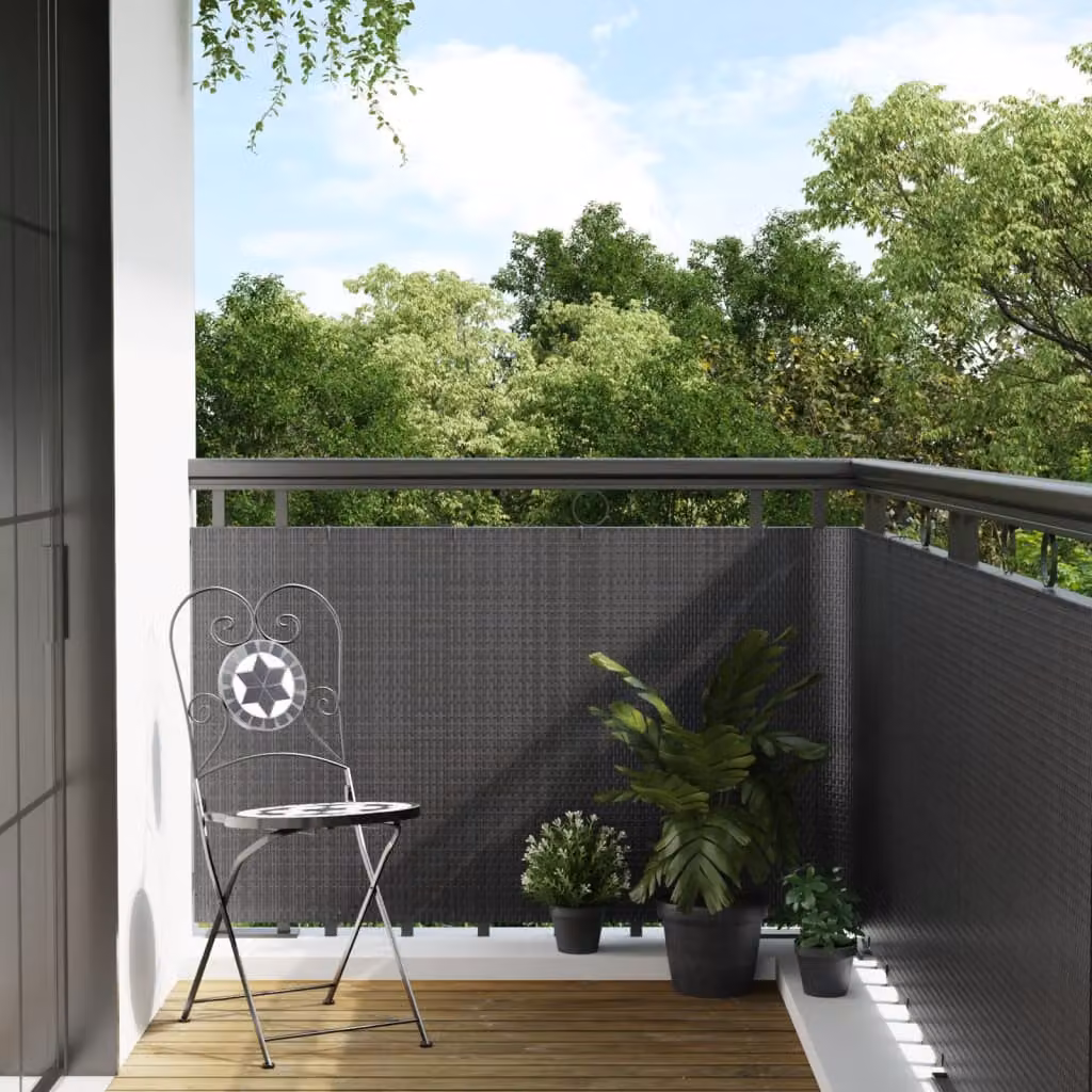 Paravento da balcone vidaXL in polyrattan color antracite L: 1000 cm, H: 80 cm