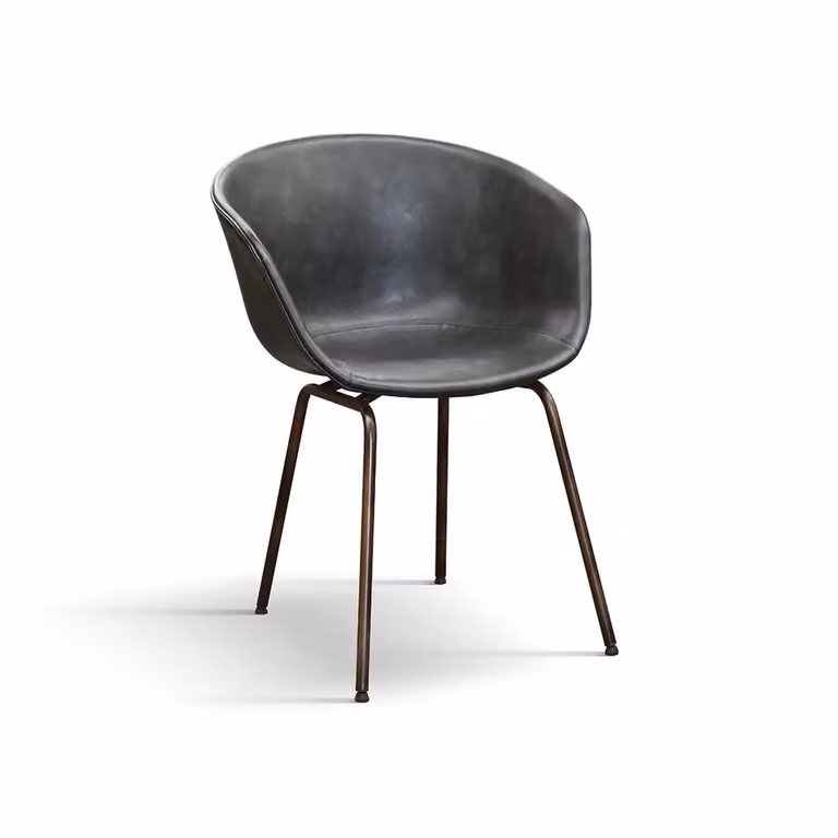 Set di 4 sedie COPENAGHEN rivestite in pelle antracite e gambe in metallo nero