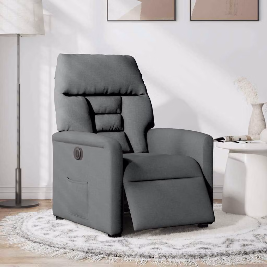 vidaXL Poltrona Elettrica Reclinabile Grigio Scuro in Tessuto