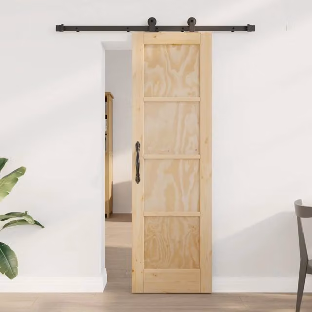 Porta scorrevole ORKDAL vidaXL in legno massello di pino, colore marrone/beige, L: 61 cm, H: 198,5 cm