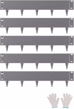 Set di 5 bordure per giardino VEVOR in acciaio galvanizzato antiruggine, divisorio per aiuole e prato, Grigio Scuro, L/P/H: 99,0 x 20,7 x 1,27 cm