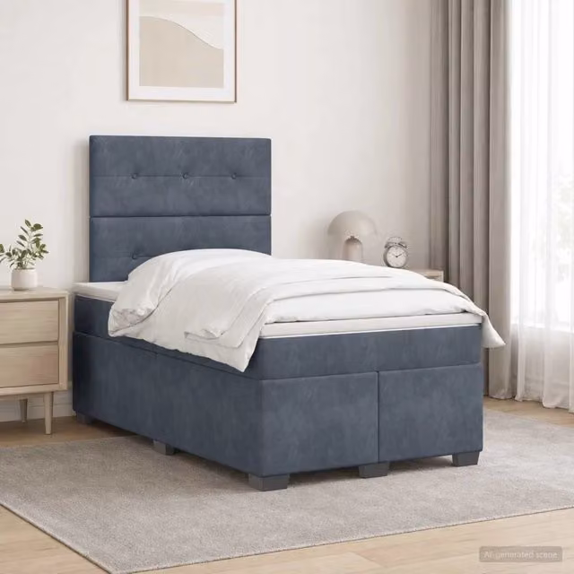 Letto box spring ibrido vidaXL con materasso a molle insacchettate e base contenitore, Grigio Scuro, L/P: 120 x 200 cm