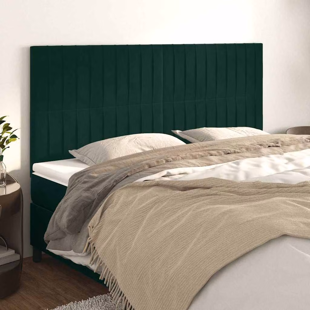 Testiera per letto vidaXL in velluto verde scuro con struttura in legno