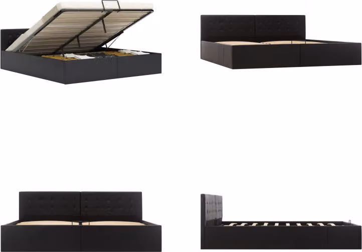 vidaXL Letto contenitore idraulico in Pelle finta nera 180×200 cm - Letto contenitore - Letti contenitore - Struttura letto - Strutture letto