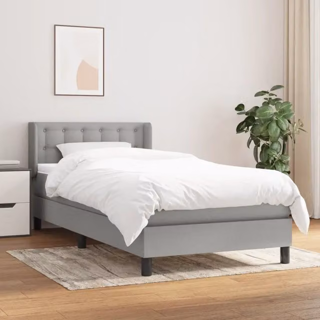 Giroletto a Molle con Materasso-Struttura Letto Grigio Chiaro 90x190 cm Tessuto 159610