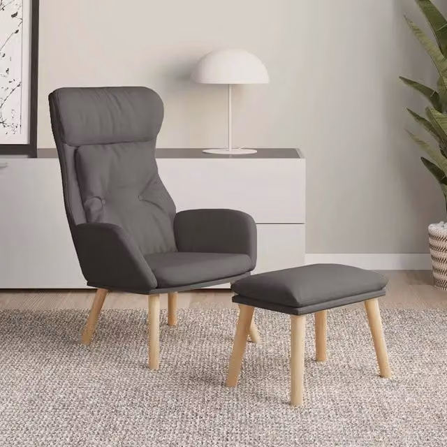 Divano Sedia-Poltrona Relax con Poggiapiedi Grigio Chiaro in Tessuto 256331