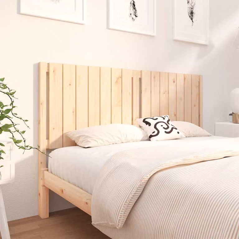 Testiera per letto vidaXL in legno massello di pino rustico, colore beige/marrone, L: 165,5 cm, P: 4 cm, H: 100 cm