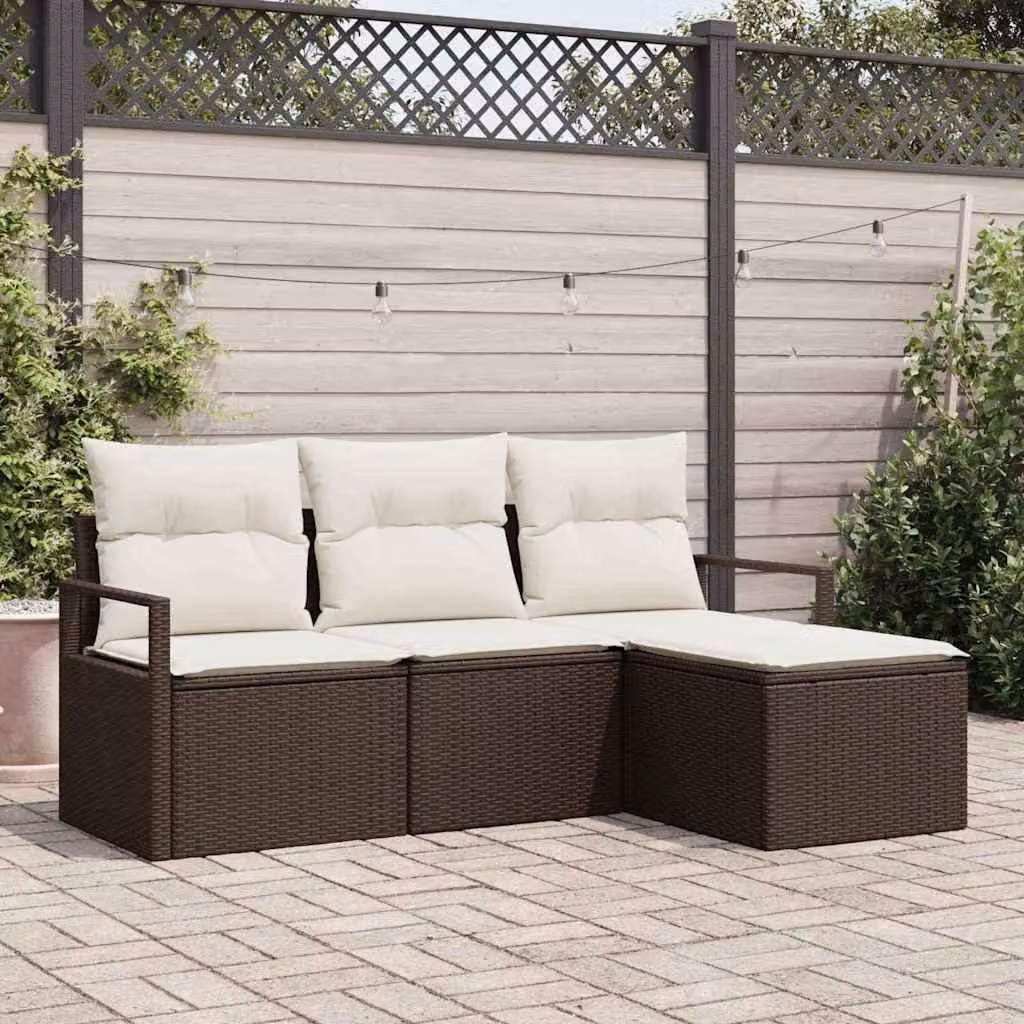 Maison Exclusive - Set di divani da esterno, 4 pezzi, color marrone [Materiale sintetico]: rattan sintetico