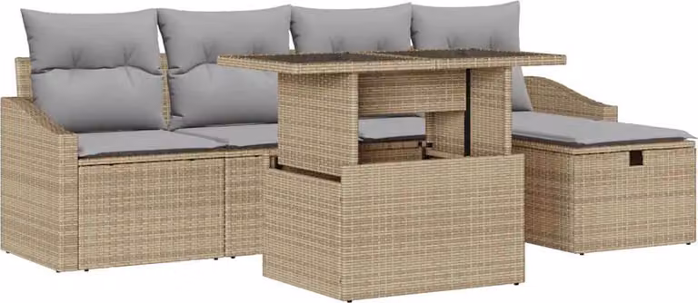Set Divano da Giardino con cuscino 6 pcs polyrattan