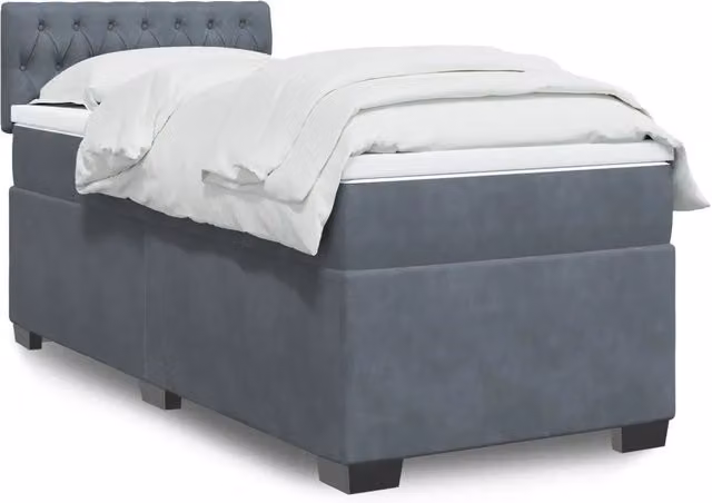 Letto Singolo Ibrido con Materasso in Velluto vidaXL Grigio e Bianco L/P/H: 190 x 90 x 100,5 cm