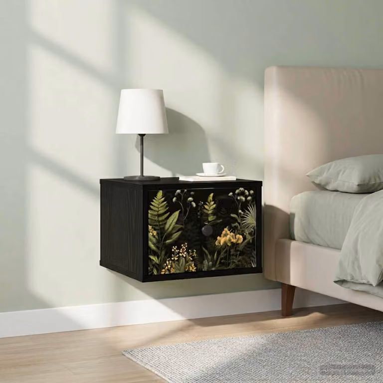 Set di 2 comodini sospesi vidaXL RHENEN in Rovere e Nero per camera da letto