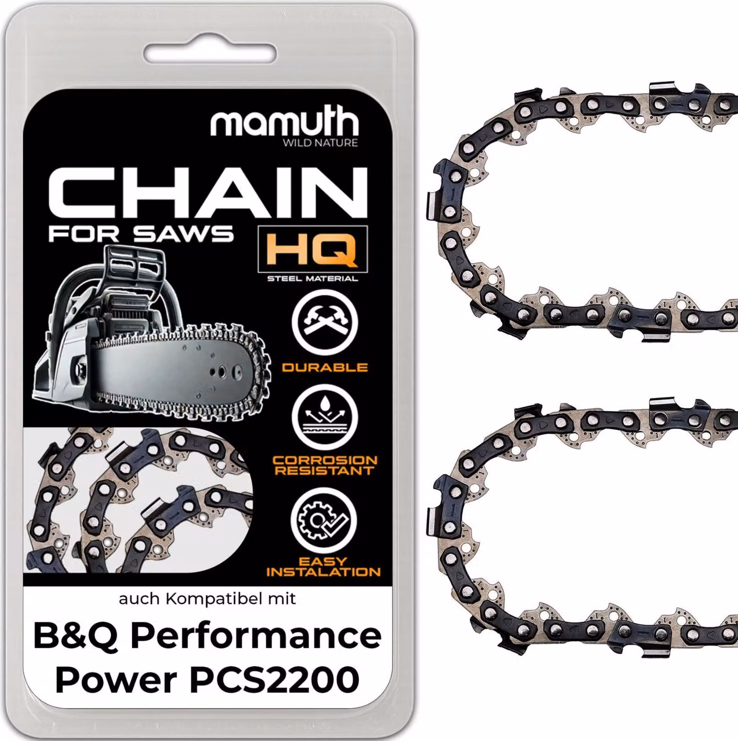 2x catena per motosega 45cm 1,3mm 3/8" 62TG per B&Q Performance Power PCS2200