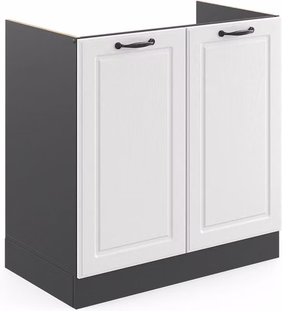 Mobile lavello cucina Vicco R-Line stile rustico Bianco e Antracite L: 80 cm