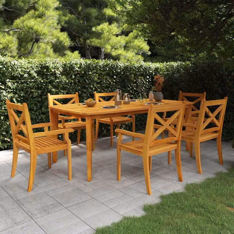 vidaXL Tavolo da Giardino Rettangolare in Legno di Acacia Marrone L/P/H: 200 x 100 x 75 cm