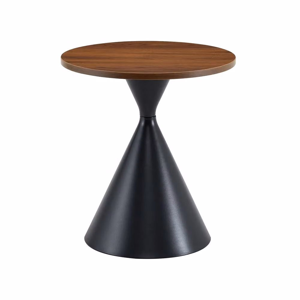 Set di 2 tavolini da caffè Minimal con effetto noce e struttura in metallo nero, impilabili, L/P/H: 50 x 50 x 45 cm – 2