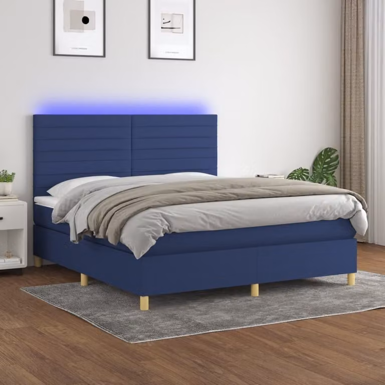 Maison Exclusive - Letto a Molle con Materasso e LED Blu 160x200 cm in Tessuto