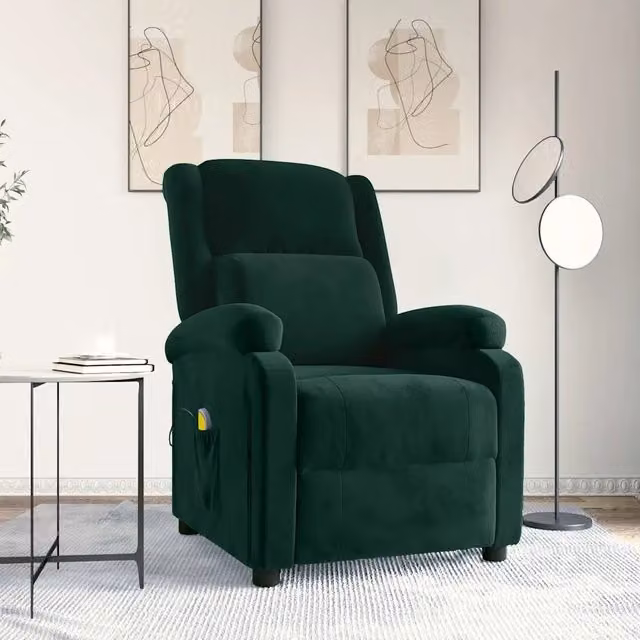 Divano Sedia-Poltrona Massaggiante Verde Scuro in Velluto