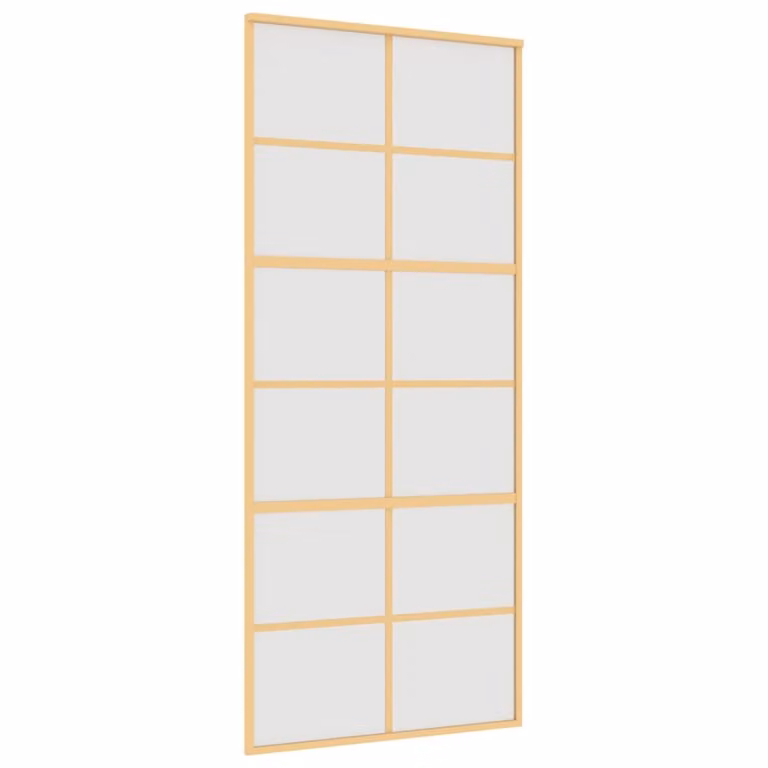 Porta Scorrevole Dorata 90x205 Vetro Smerigliato ESG Alluminio