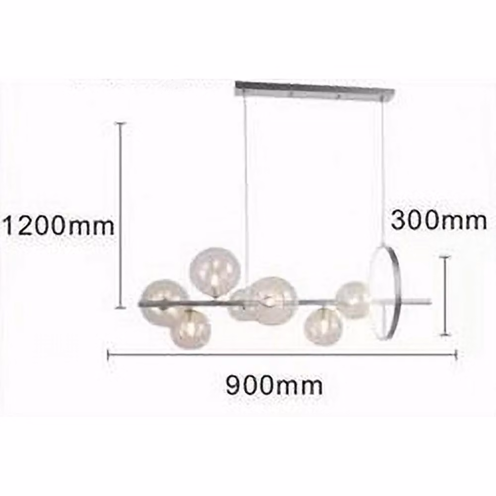 Lampadario a sospensione moderno Trade Shop Traesio in argento e vetro trasparente con 7 sfere e cerchio, attacco G9 – 2